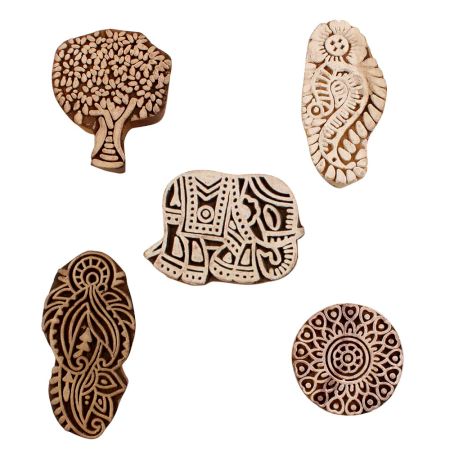 Set of 5 Piece New Mix Wooden Printing Blocks